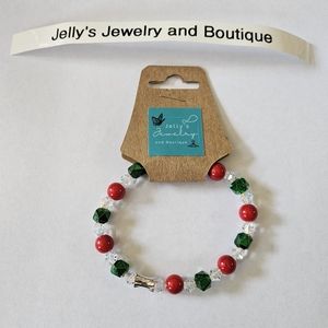 Jelly's Jewelry and Boutique Handcrafted, NWT, Silver/Clear/Green/Red Bracelet